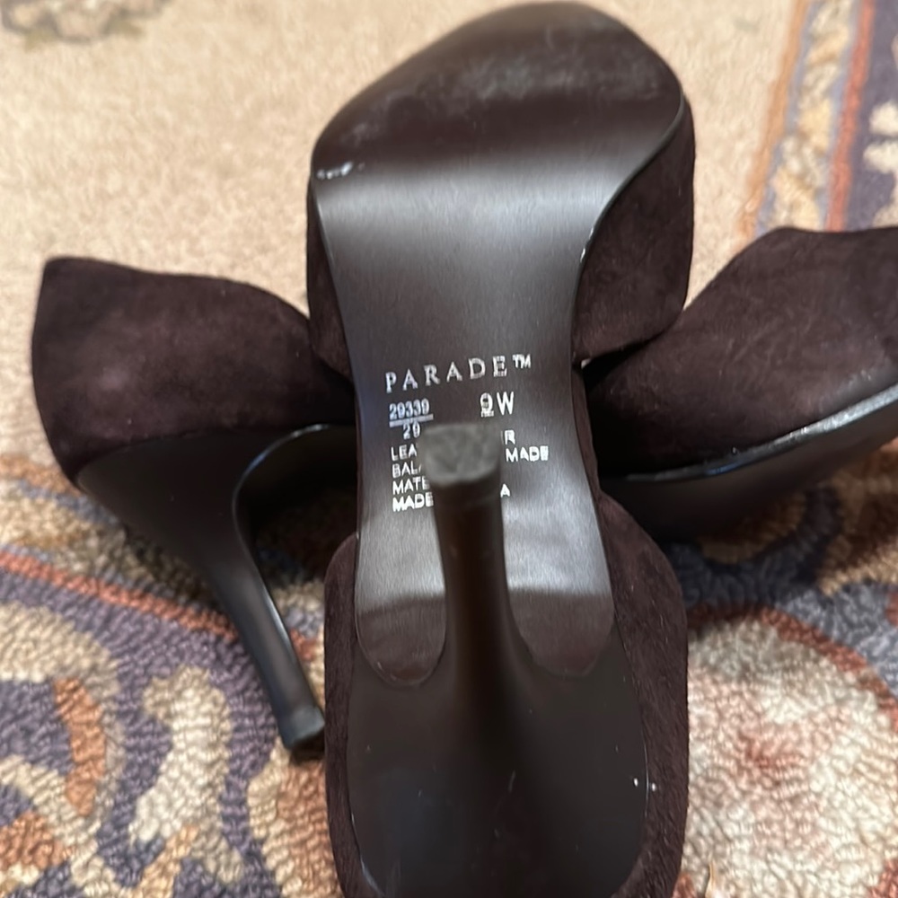 Parade chocolate brown leather suede heels